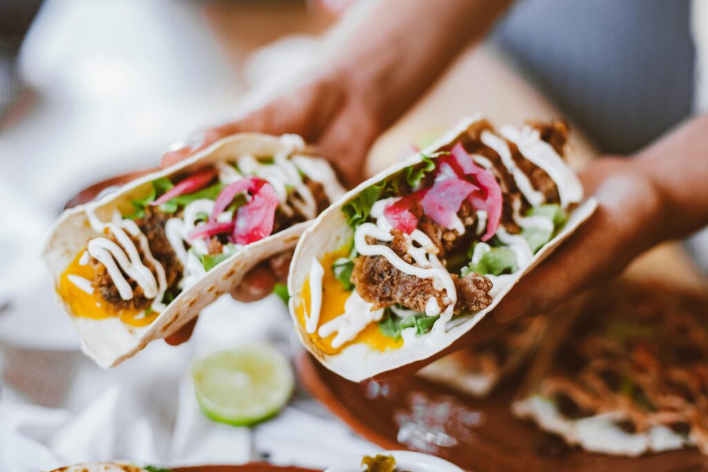wrap loaded with crispy chickpea balls